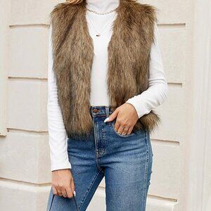 Women's Fashion Autumn and Winter Warm Short Faux Fur Vests
